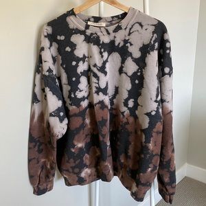 Vintage Tie-Dye Crewneck Sweatshirt in Black, Brown & Cream